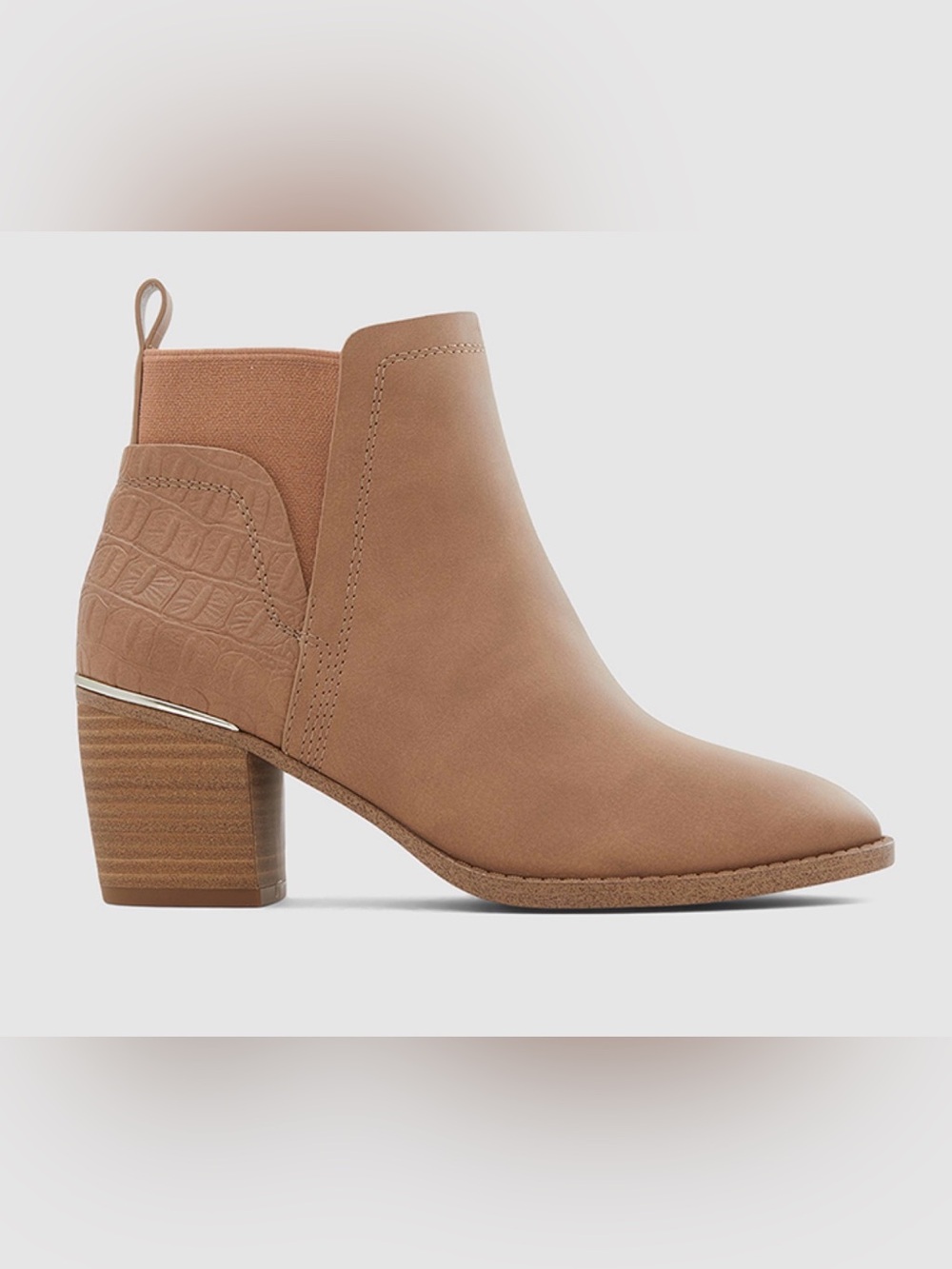 Women's Tan Block Heel Ankle Bootie